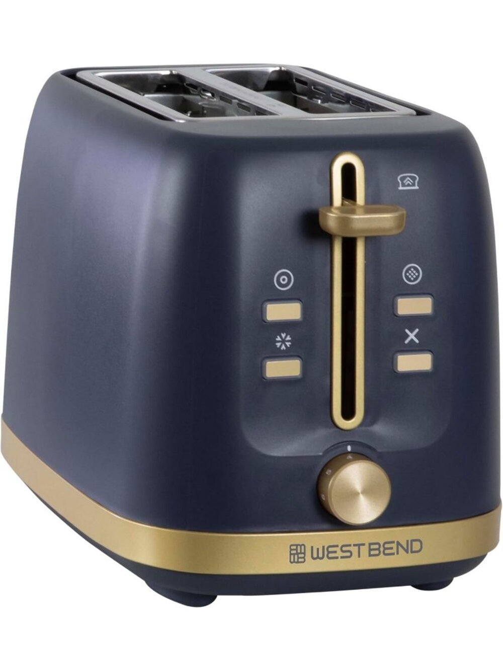 2-Slice Blue/Gold Browning Levels Bagel Defrost Settings Anti-Jam Toaster